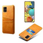 For Samsung Galaxy A51 5G Calf Texture PC + PU Leather Back Cover Shockproof Case with Dual Card Slots(Orange)