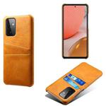 For Samsung Galaxy A72 5G Calf Texture PC + PU Leather Back Cover Shockproof Case with Dual Card Slots(Orange)