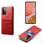 For Samsung Galaxy A72 5G Calf Texture PC + PU Leather Back Cover Shockproof Case with Dual Card Slots(Red)