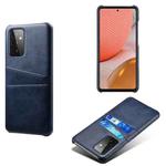For Samsung Galaxy A72 5G Calf Texture PC + PU Leather Back Cover Shockproof Case with Dual Card Slots(Blue)