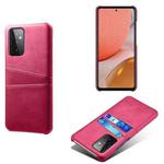 For Samsung Galaxy A72 5G Calf Texture PC + PU Leather Back Cover Shockproof Case with Dual Card Slots(Rose Red)