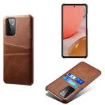 For Samsung Galaxy A72 5G Calf Texture PC + PU Leather Back Cover Shockproof Case with Dual Card Slots(Brown)