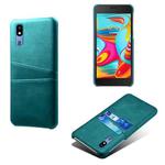 For Samsung Galaxy A2 Core Calf Texture PC + PU Leather Back Cover Shockproof Case with Dual Card Slots(Green)