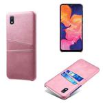 For Samsung Galaxy A10e Calf Texture PC + PU Leather Back Cover Shockproof Case with Dual Card Slots(Pink)
