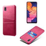 For Samsung Galaxy A10e Calf Texture PC + PU Leather Back Cover Shockproof Case with Dual Card Slots(Rose Red)