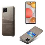For Samsung Galaxy A42 5G Calf Texture PC + PU Leather Back Cover Shockproof Case with Dual Card Slots(Grey)