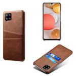 For Samsung Galaxy A42 5G Calf Texture PC + PU Leather Back Cover Shockproof Case with Dual Card Slots(Brown)