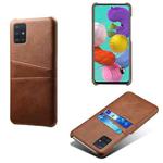 For Samsung Galaxy A51 Calf Texture PC + PU Leather Back Cover Shockproof Case with Dual Card Slots(Brown)