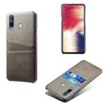 For Samsung Galaxy A60 Calf Texture PC + PU Leather Back Cover Shockproof Case with Dual Card Slots(Grey)