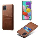 For Samsung Galaxy A71 Calf Texture PC + PU Leather Back Cover Shockproof Case with Dual Card Slots(Brown)