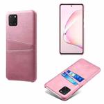 For Samsung Galaxy A81 / Note10 Lite Calf Texture PC + PU Leather Back Cover Shockproof Case with Dual Card Slots(Pink)