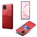 For Samsung Galaxy A81 / Note10 Lite Calf Texture PC + PU Leather Back Cover Shockproof Case with Dual Card Slots(Red)