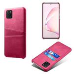 For Samsung Galaxy A81 / Note10 Lite Calf Texture PC + PU Leather Back Cover Shockproof Case with Dual Card Slots(Rose Red)
