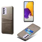For Samsung Galaxy A82 5G Calf Texture PC + PU Leather Back Cover Shockproof Case with Dual Card Slots(Grey)