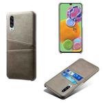 For Samsung Galaxy A90 5G Calf Texture PC + PU Leather Back Cover Shockproof Case with Dual Card Slots(Grey)