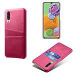 For Samsung Galaxy A90 5G Calf Texture PC + PU Leather Back Cover Shockproof Case with Dual Card Slots(Rose Red)