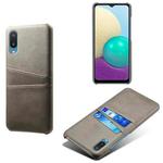 For Samsung Galaxy M02 / A02 Calf Texture PC + PU Leather Back Cover Shockproof Case with Dual Card Slots(Grey)