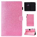 For Galaxy Tab A 8.0 & S Pen (2019) P200 Varnish Glitter Powder Horizontal Flip Leather Case with Holder & Card Slot(Pink)