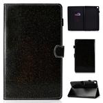 For Galaxy Tab A 8.0 & S Pen (2019) P200 Varnish Glitter Powder Horizontal Flip Leather Case with Holder & Card Slot(Black)