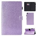 For Galaxy Tab A 8.0 (2019) T290 Varnish Glitter Powder Horizontal Flip Leather Case with Holder & Card Slot(Purple)