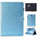 For Galaxy Tab S4 10.5 T830 Varnish Glitter Powder Horizontal Flip Leather Case with Holder & Card Slot(Blue)