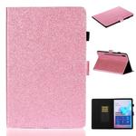 For Galaxy Tab S6 T860 Varnish Glitter Powder Horizontal Flip Leather Case with Holder & Card Slot(Pink)