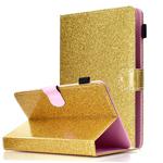 For 7 inch Tablet Varnish Glitter Powder Horizontal Flip Leather Case with Holder & Card Slot(Gold)