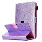 For 8 inch Tablet Varnish Glitter Powder Horizontal Flip Leather Case with Holder & Card Slot(Purple)