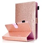 For 8 inch Tablet Varnish Glitter Powder Horizontal Flip Leather Case with Holder & Card Slot(Rose Gold)