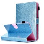 For 8 inch Tablet Varnish Glitter Powder Horizontal Flip Leather Case with Holder & Card Slot(Blue)