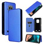 For Doogee S86 / S86 Pro Carbon Fiber Texture Horizontal Flip TPU + PC + PU Leather Case with Card Slot(Blue)