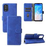 For Doogee N40 Pro Solid Color Skin Feel Magnetic Buckle Horizontal Flip PU Leather Case with Holder & Card Slots & Wallet(Blue)