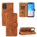 For Doogee N40 Pro Solid Color Skin Feel Magnetic Buckle Horizontal Flip PU Leather Case with Holder & Card Slots & Wallet(Brown)