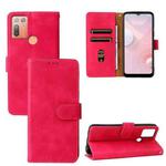 For HTC Desire 20+ Solid Color Skin Feel Magnetic Buckle Horizontal Flip PU Leather Case with Holder & Card Slots & Wallet(Rose Gold)