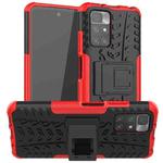 For Xiaomi Redmi 10 Tire Texture Shockproof TPU+PC Protective Case with Holder(Red)