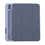 For iPad mini 6 Deformation Transparent Acrylic Horizontal Flip PU Leather Tablet Case with Multi-folding Holder & Sleep / Wake-up Function & Pen Slot(Lavender Grey)