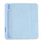 For iPad mini 6 Deformation Transparent Acrylic Horizontal Flip PU Leather Tablet Case with Multi-folding Holder & Sleep / Wake-up Function & Pen Slot(Baby Blue)