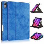 For iPad mini 6 Solid Color Voltage Horizontal Flip PU Leather Tablet Case with Rotating Holder & Pen Slot & Sleep / Wake-up Function(Dark Blue)