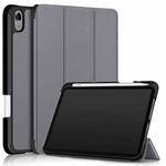 For iPad mini 6 Solid Color TPU Horizontal Flip Leather Tablet Case with Three-folding Holder & Pen Slot & Sleep / Wake-up Function(Grey)