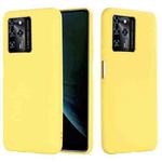 For ZTE Blade V30 Solid Color Liquid Silicone Dropproof Full Coverage Protective Case(Yellow)