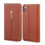 For iPhone XS / X GEBEI PU+TPU Horizontal Flip Protective Case with Holder & Card Slots(Brown)