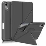 For iPad mini 6 Multi-folding Horizontal Flip PU Leather Shockproof Tablet Case with Holder & Sleep / Wake-up Function & Pen Slot(Grey)