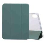 For iPad mini 6 3-folding Electric Pressed Skin Texture Horizontal Flip Shockproof Transparent TPU + PU Leather Tablet Case with Holder& Pen Slot & Sleep / Wake-up Function(Deep Green)