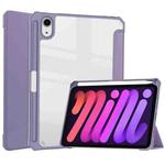 For iPad mini 6 Three-folding Acrylic TPU + PU Leather Horizontal Flip Tablet Case with Holder & Pen Slot & Sleep / Wake-up Function(Lavender Purple)