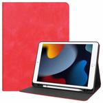 For iPad 10.2 2021 / 2020 / 2019 Cowhide Texture TPU Tablet Horizontal Flip Leather Case with Holder & Sleep / Wake-Up Function & Pen Slot(Red)