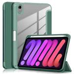 For iPad mini 6 Solid Color TPU + Acrylic Horizontal Flip Leather Tablet Case with Three-folding Holder & Sleep / Wake-up Function & Pen Slot(Dark Green)