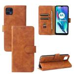 For Motorola Moto G50 5G Solid Color Skin Feel Magnetic Buckle Horizontal Flip Calf Texture PU Leather Case with Holder & Card Slots & Wallet(Brown)