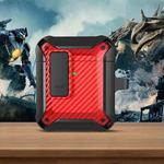 Wireless Earphones Shockproof Bumblebee Carbon Fiber Protective Case with Switch For AirPods 1/2(Black Red)