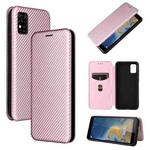 For ZTE Blade A31 Carbon Fiber Texture Horizontal Flip TPU + PC + PU Leather Case with Card Slot(Pink)