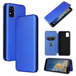 For ZTE Blade A31 Carbon Fiber Texture Horizontal Flip TPU + PC + PU Leather Case with Card Slot(Blue)